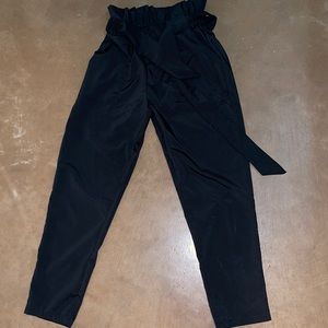 Black Paper Bag Trouser Pants